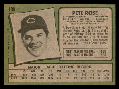 1971 Topps Baseball #100 Pete Rose Reds EX-MT 564962