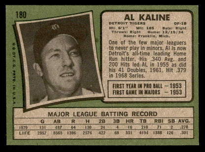 1971 Topps Baseball #180 Al Kaline Tigers EX-MT 564964