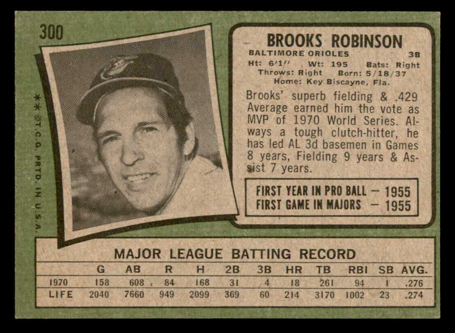 1971 Topps Baseball #300 Brooks Robinson Orioles EX-MT 564973