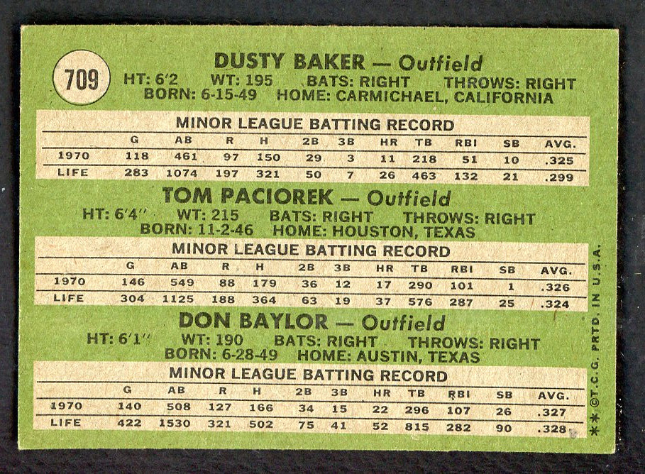 1971 Topps Baseball #709 Dusty Baker Don Baylor EX-MT 564977