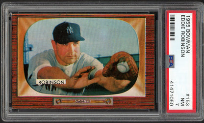 1955 Bowman Baseball #153 Eddie Robinson Yankees PSA 7 NM 564990