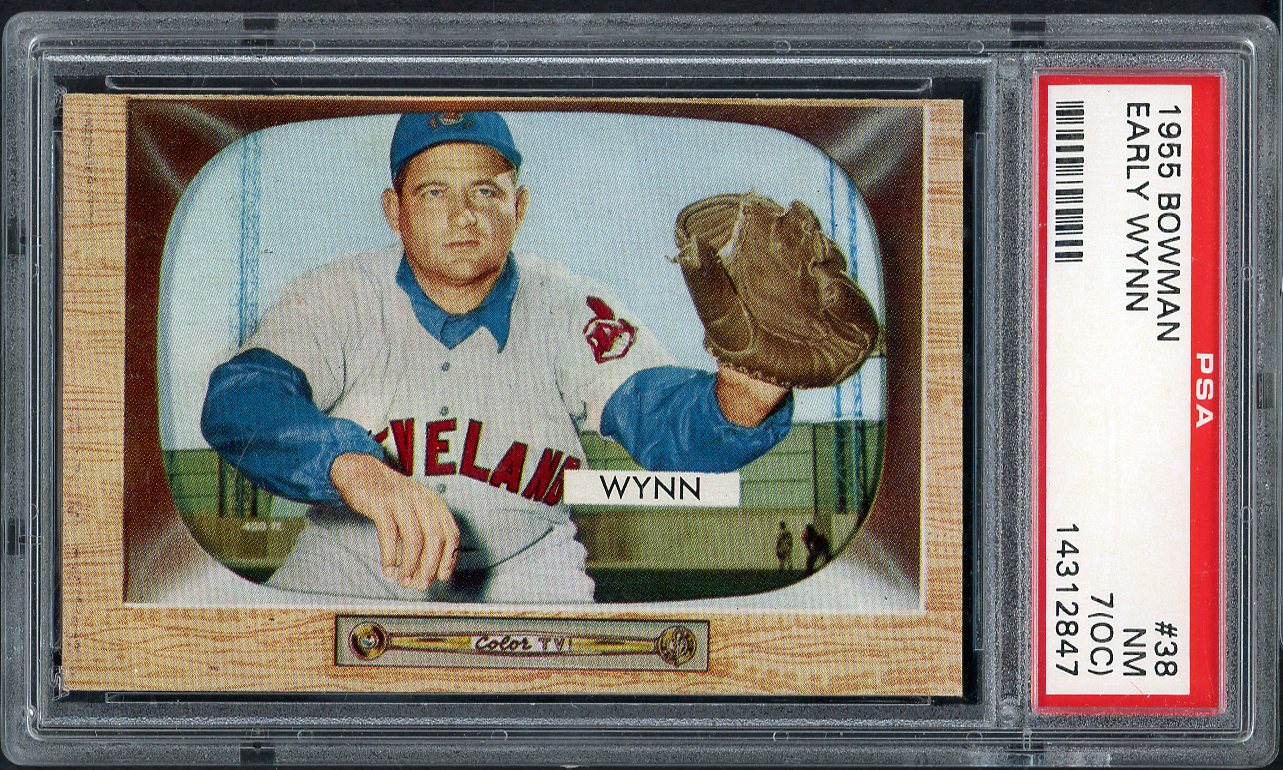 1955 Bowman Baseball # 38 Early Wynn Indians PSA 7 NM oc 564993