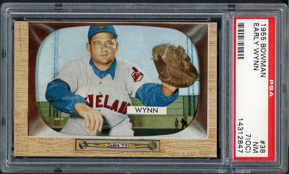 1955 Bowman Baseball # 38 Early Wynn Indians PSA 7 NM oc 564993