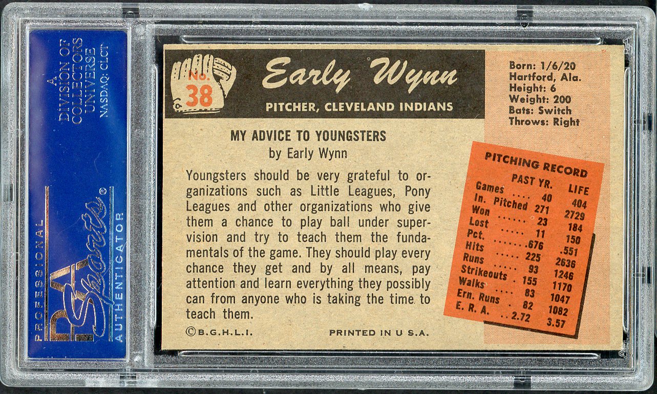 1955 Bowman Baseball # 38 Early Wynn Indians PSA 7 NM oc 564993