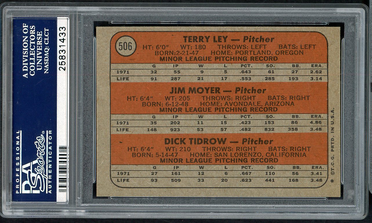 1972 Topps Baseball #506 Dick Tidrow Indians PSA 9 MINT 564994