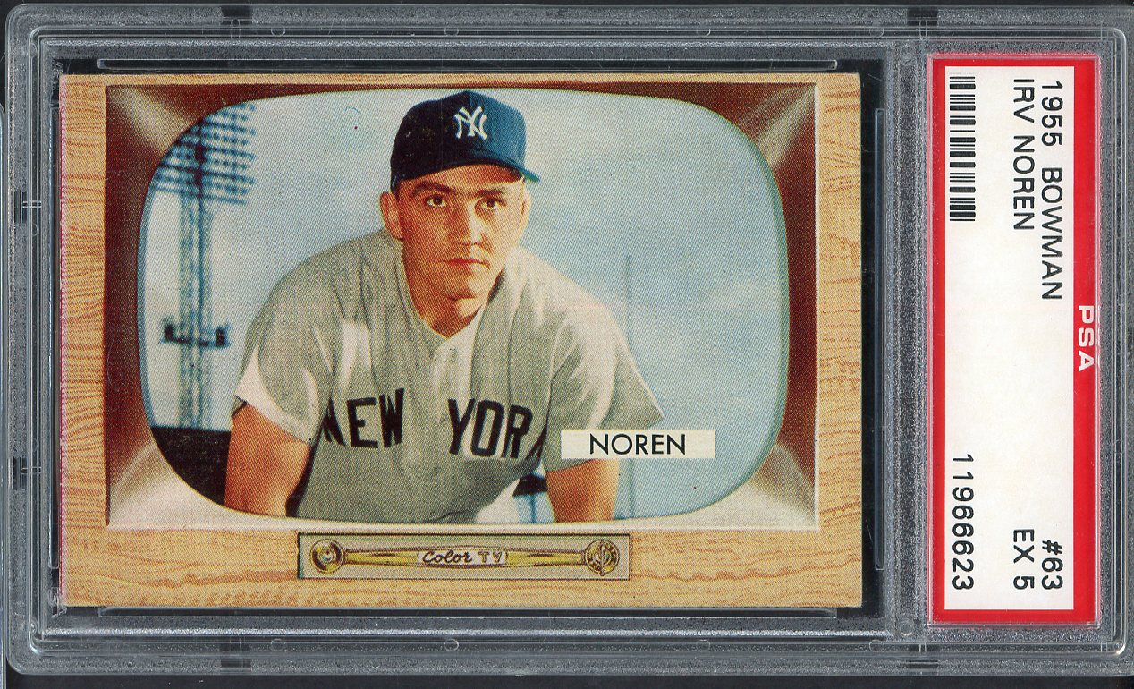 1955 Bowman Baseball # 63 Irv Noren Yankees PSA 5 EX 564996
