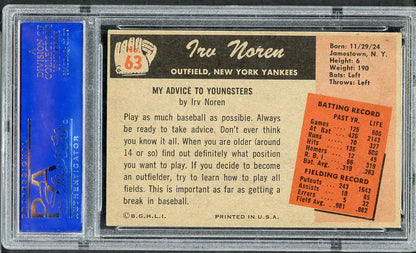 1955 Bowman Baseball # 63 Irv Noren Yankees PSA 5 EX 564996