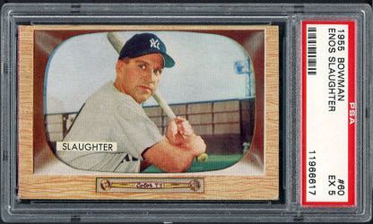 1955 Bowman Baseball # 60 Enos Slaughter Yankees PSA 5 EX 564997