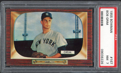 1955 Bowman Baseball #167 Bob Grim Yankees PSA 7 NM 564999