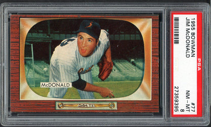 1955 Bowman Baseball # 77 Jim McDonald Orioles PSA 8 NM/MT 565002