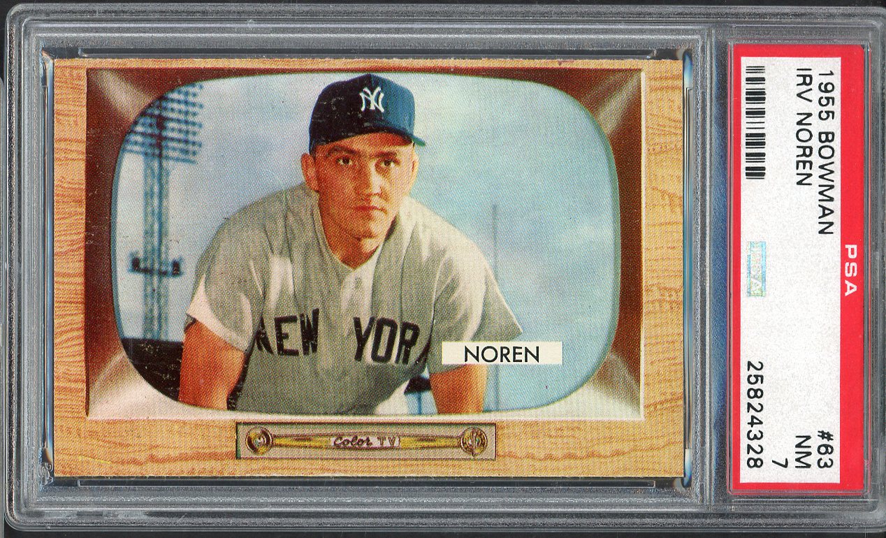 1955 Bowman Baseball # 63 Irv Noren Yankees PSA 7 NM 565003