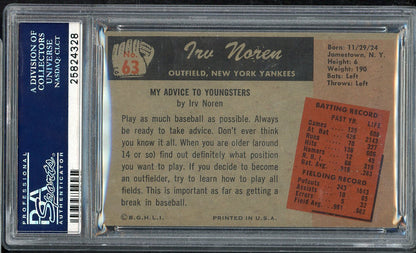 1955 Bowman Baseball # 63 Irv Noren Yankees PSA 7 NM 565003