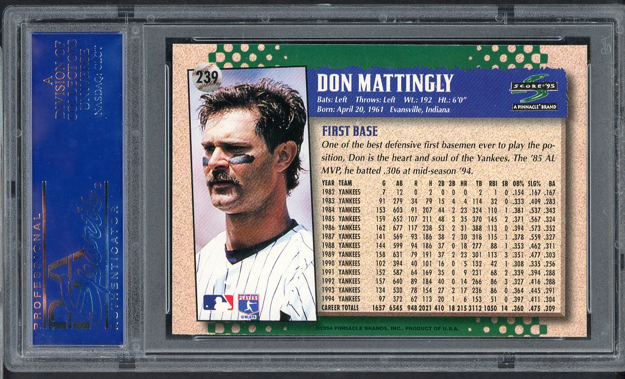 1995 Score #239 Don Mattingly Yankees PSA 10 GEM MINT crack 565004