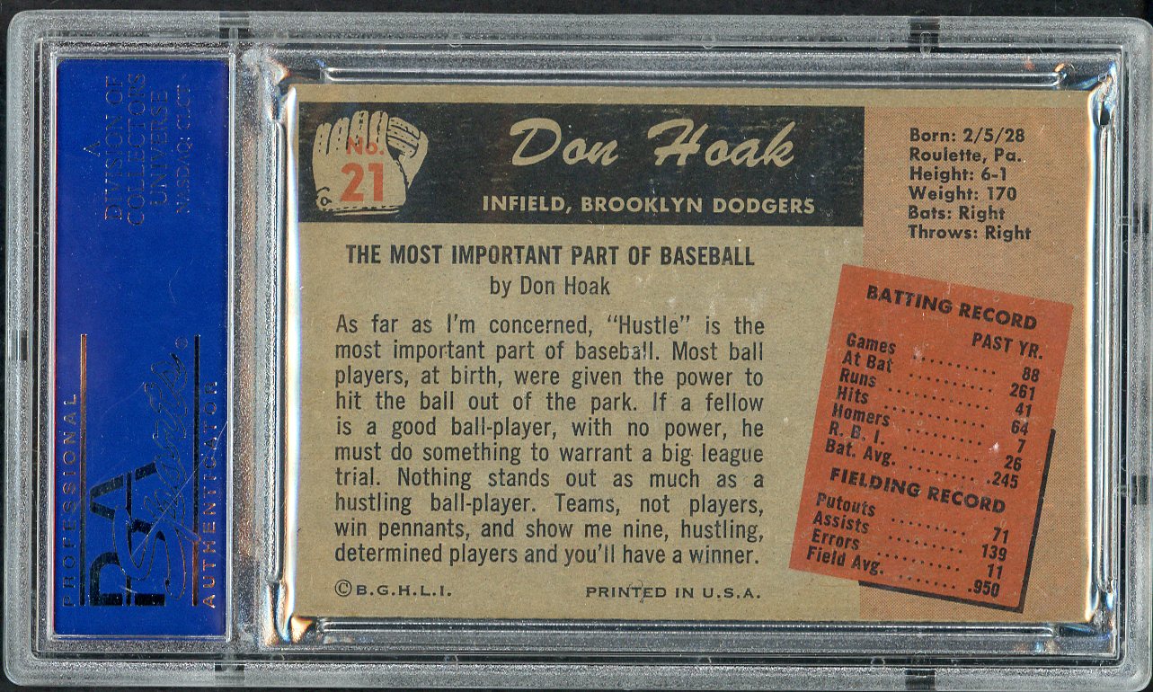 1955 Bowman Baseball # 21 Don Hoak Dodgers PSA 6 EX-MT 565005
