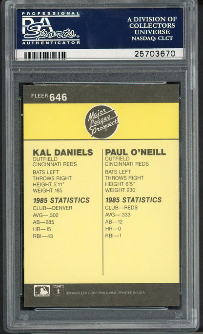 1986 Fleer #646 Paul O'Neill Reds PSA 10 GEM MINT 565008