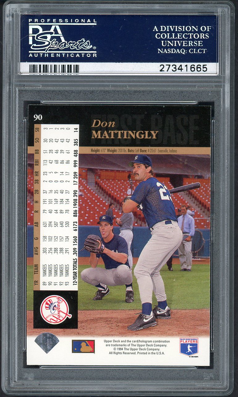 1994 Upper Deck # 90 Don Mattingly Yankees PSA 10 GEM MINT 565009