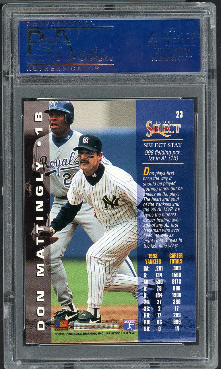 1994 Score Select # 23 Don Mattingly Yankees PSA 10 GEM MINT 565010