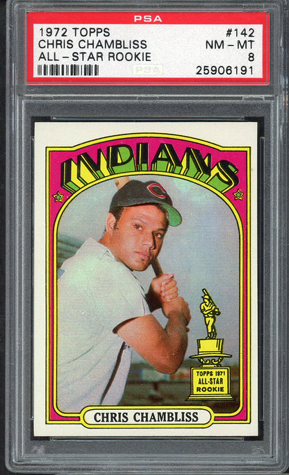 1972 Topps Baseball #142 Chris Chambliss Indians PSA 8 NM/MT 565011