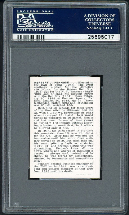 1950 Callahan Herb Pennock Yankees PSA 8 NM/MT 565017