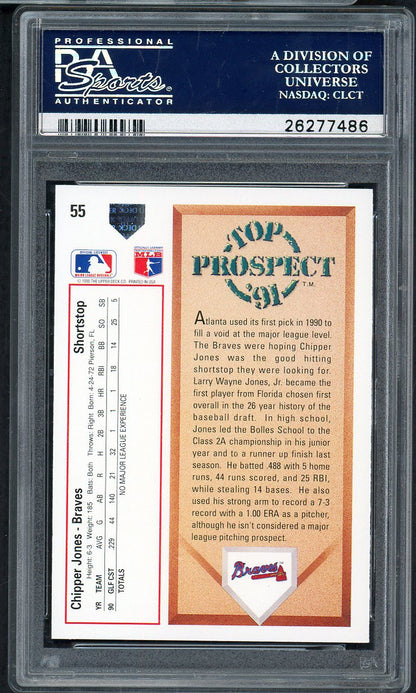 1991 Upper Deck # 55 Chipper Jones Braves PSA 10 GEM MINT 565018