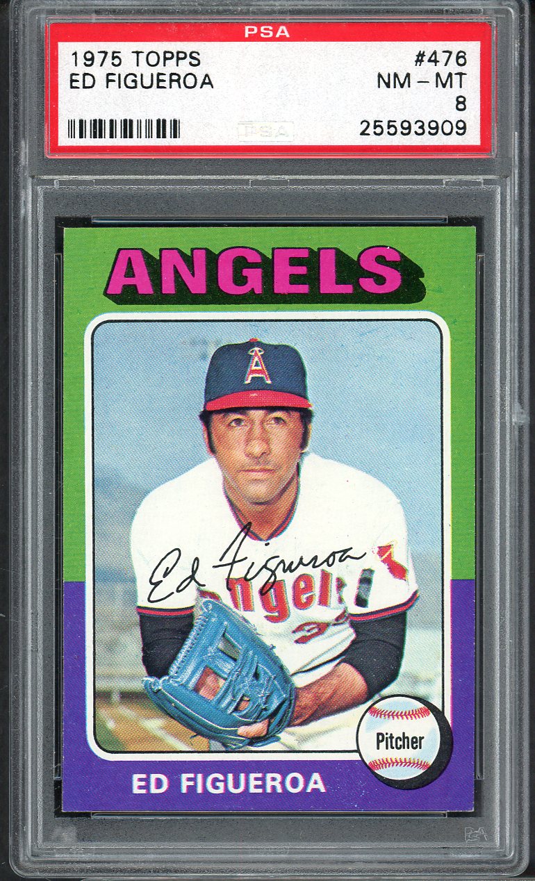 1975 Topps Baseball #476 Ed Figueroa Angels PSA 8 NM/MT 565020