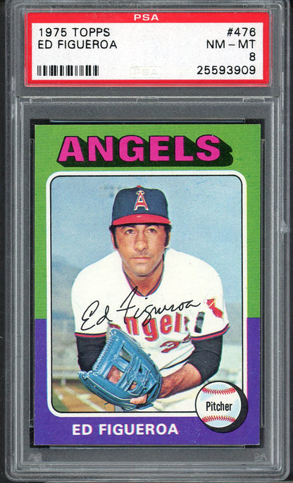 1975 Topps Baseball #476 Ed Figueroa Angels PSA 8 NM/MT 565020