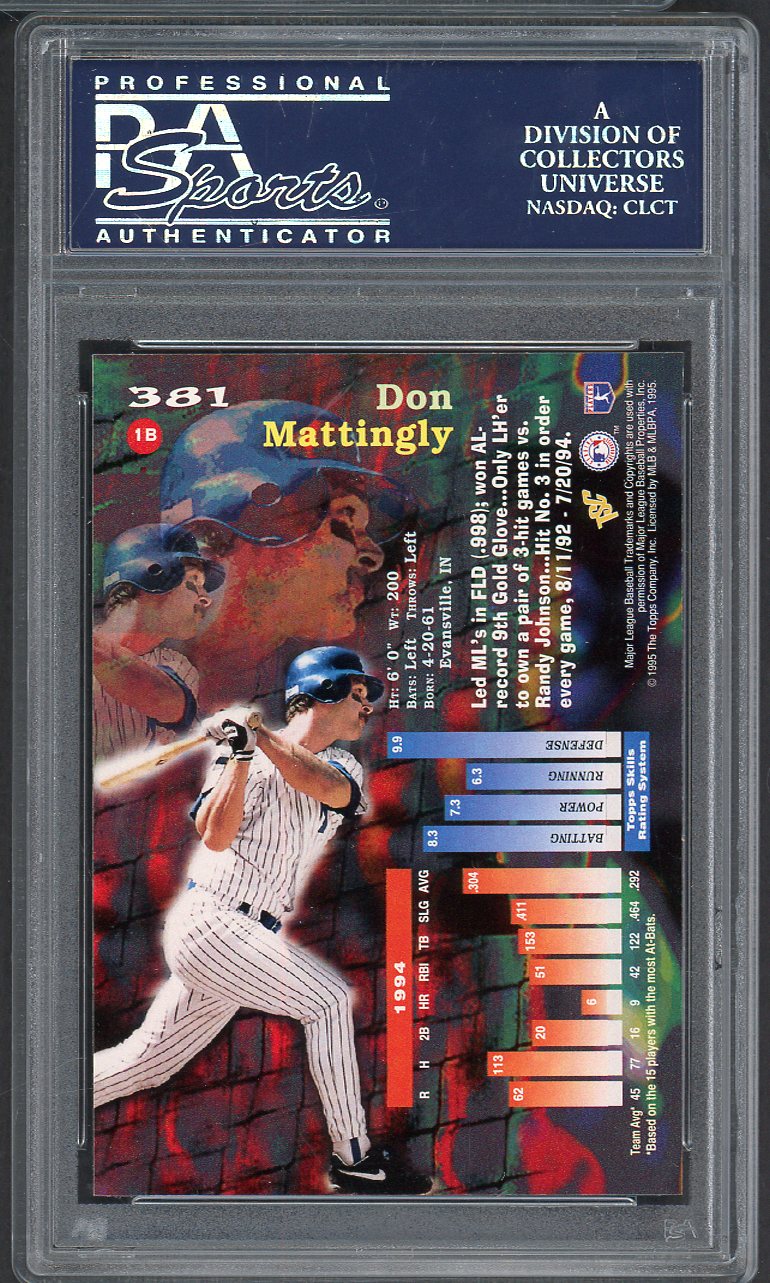 1995 Stadium Club #381 Don Mattingly Yankees PSA 10 GEM MINT 565022