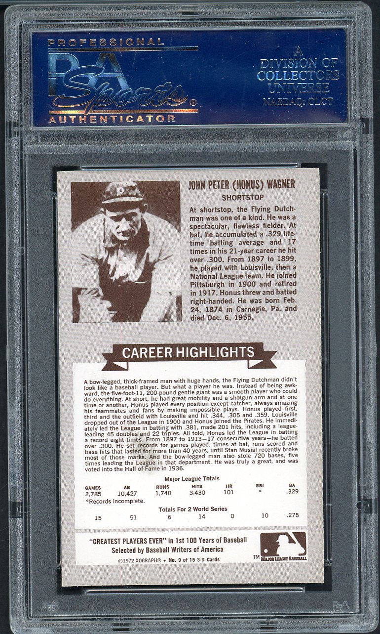 1972 Kelloggs ATG #  9 Honus Wagner Pirates PSA 9 MINT 565026