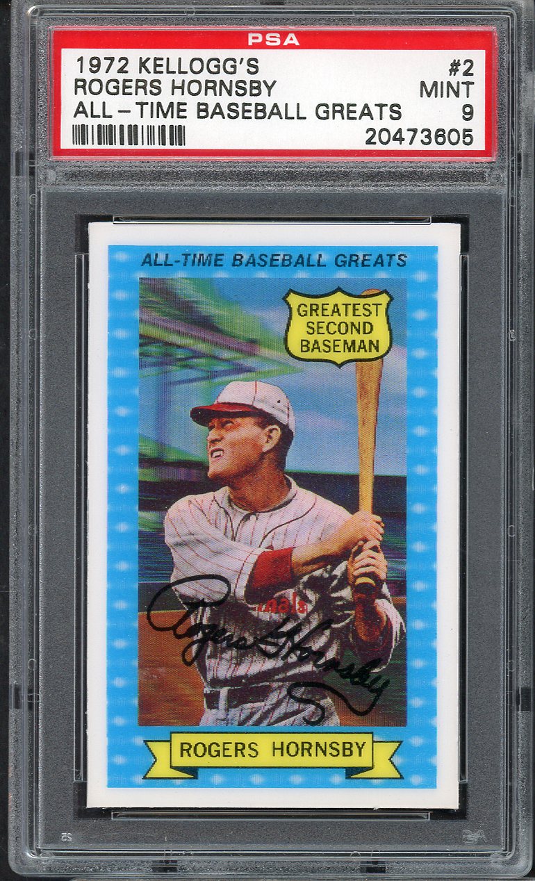 1972 Kelloggs ATG #  2 Rogers Hornsby Cardinals PSA 9 MINT 565031
