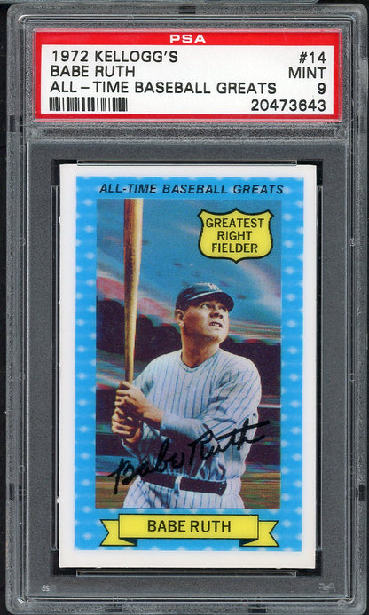 1972 Kelloggs ATG # 14 Babe Ruth Yankees PSA 9 MINT 565037