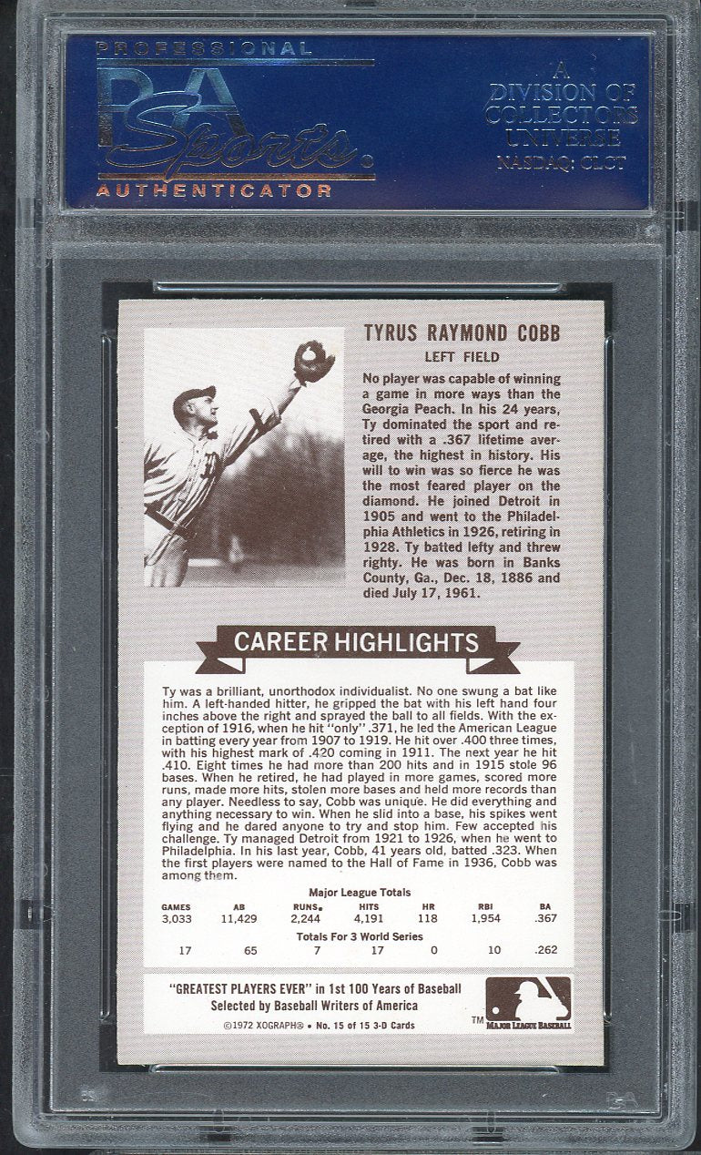 1972 Kelloggs ATG # 15 Ty Cobb Tigers PSA 9 MINT 565039