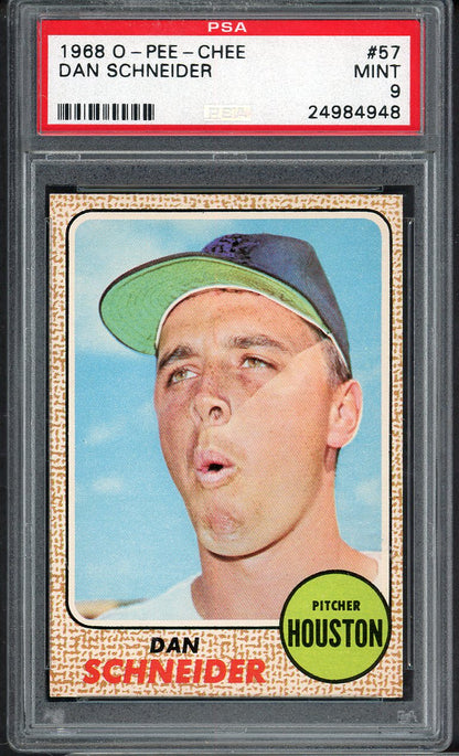 1968 O Pee Chee # 57 Dan Schneider Astros PSA 9 MINT 565040