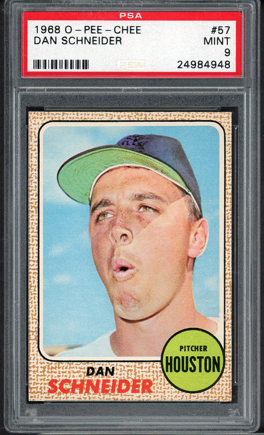 1968 O Pee Chee # 57 Dan Schneider Astros PSA 9 MINT 565040