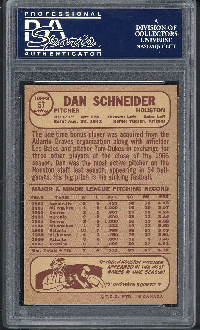 1968 O Pee Chee # 57 Dan Schneider Astros PSA 9 MINT 565040