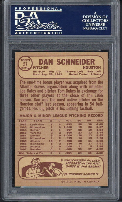 1968 O Pee Chee # 57 Dan Schneider Astros PSA 9 MINT 565040