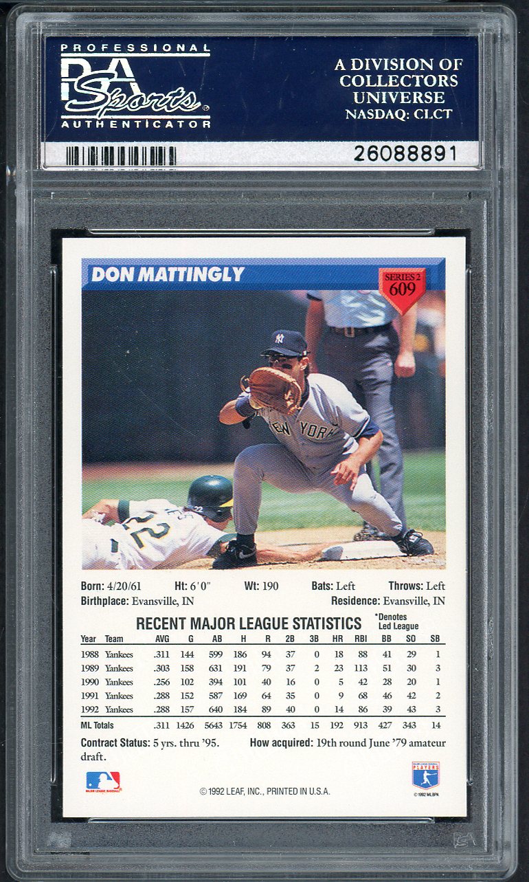 1993 Donruss #609 Don Mattingly Yankees PSA 10 GEM MINT 565042