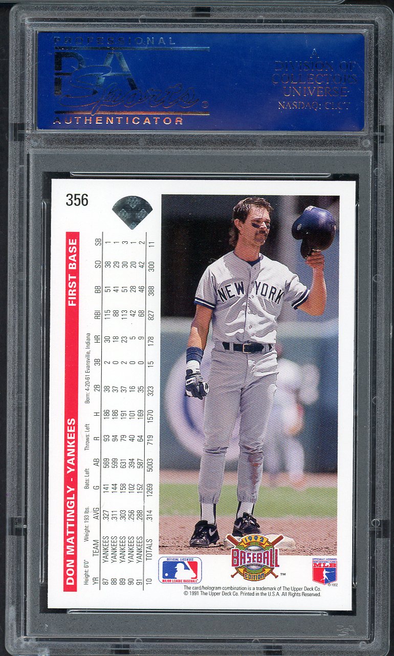 1992 Upper Deck #356 Don Mattingly Yankees PSA 10 GEM MINT 565045