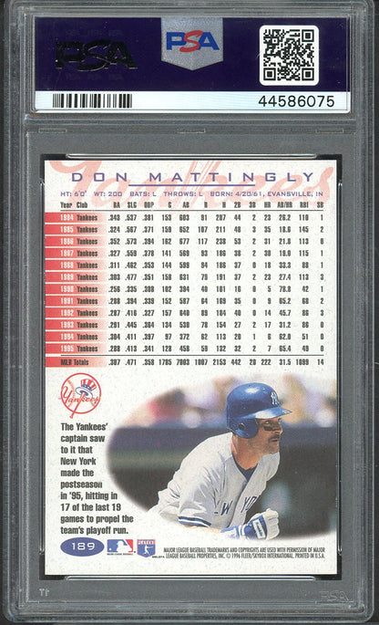 1996 Fleer #189 Don Mattingly Yankees PSA 10 GEM MINT 565047
