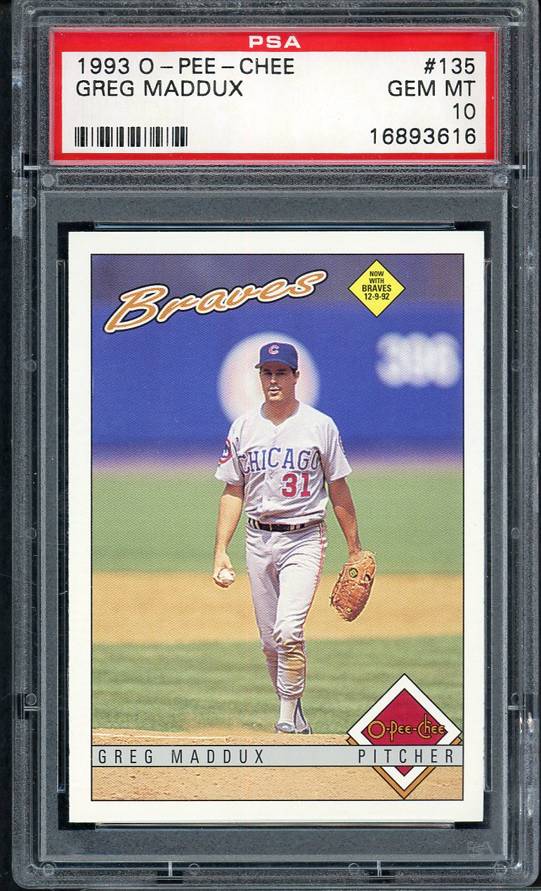 1993 O Pee Chee #135 Greg Maddux Braves PSA 10 GEM MINT 565052