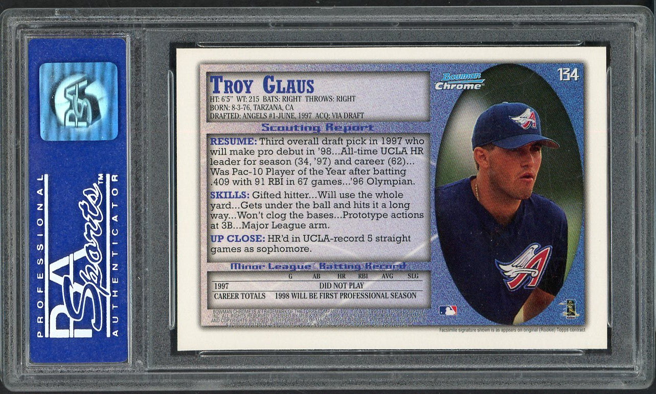 1998 Bowman Chrome #134 Troy Glaus Angels PSA 10 GEM MINT 565054