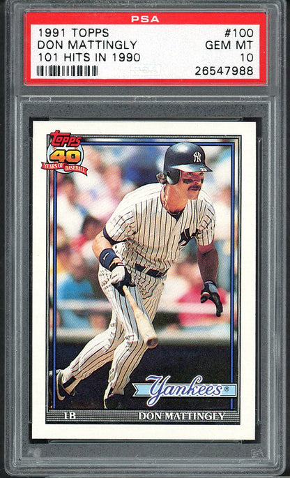 1991 Topps #100 Don Mattingly Yankees PSA 10 GEM MINT 565056