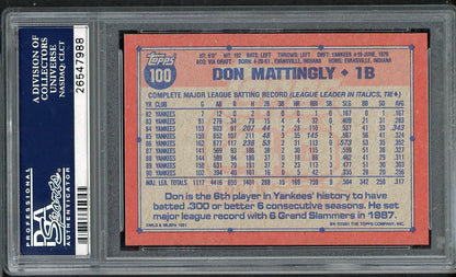 1991 Topps #100 Don Mattingly Yankees PSA 10 GEM MINT 565056