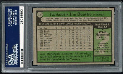 1979 Topps Baseball #179 Jim Beattie Yankees PSA 10 GEM MINT 565058