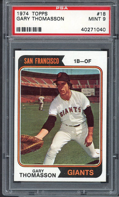 1974 Topps Baseball # 18 Gary Thomasson Giants PSA 9 MINT 565063