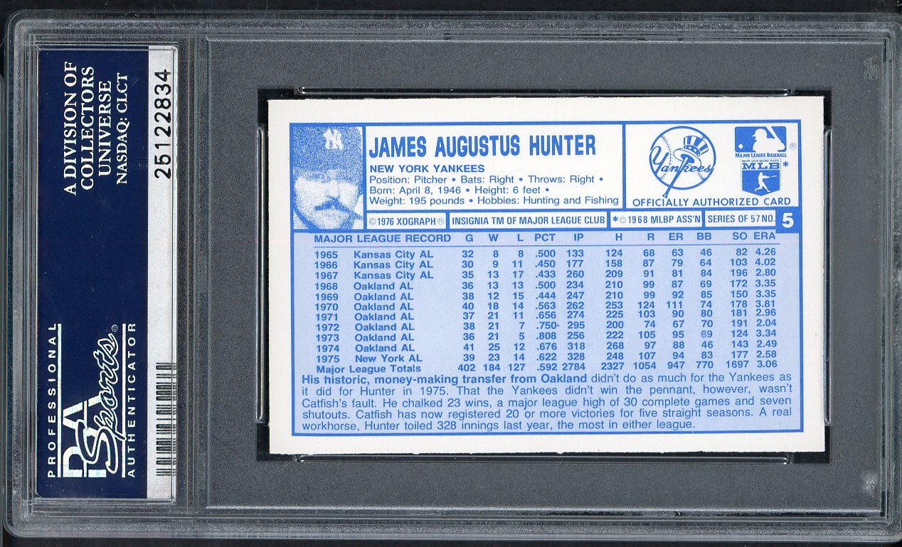1976 Kelloggs Baseball #  5 Catfish Hunter Yankees PSA 10 GEM MINT 565064