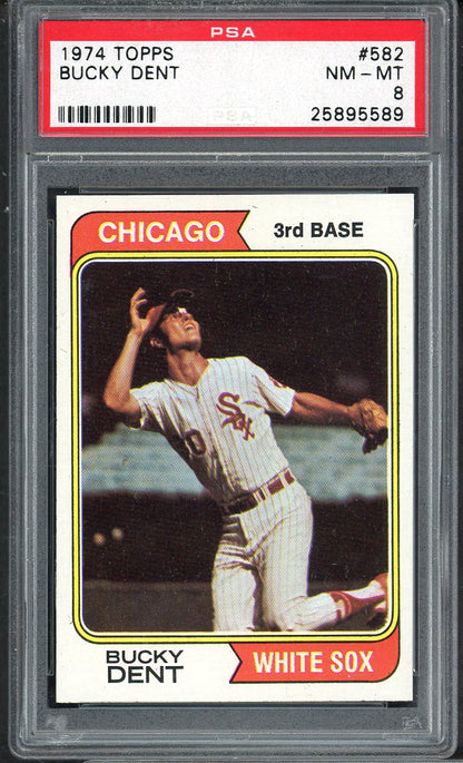 1974 Topps Baseball #582 Bucky Dent White Sox PSA 8 NM/MT 565072