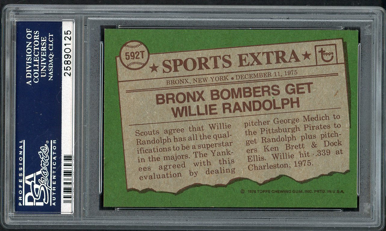 1976 Topps Baseball Traded #592T Willie Randolph Yankees PSA 9 MINT 565073