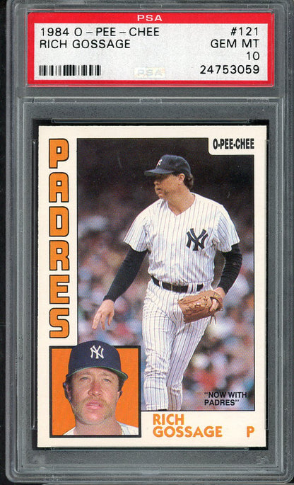 1984 O Pee Chee #121 Goose Gossage Padres PSA 10 GEM MINT 565075