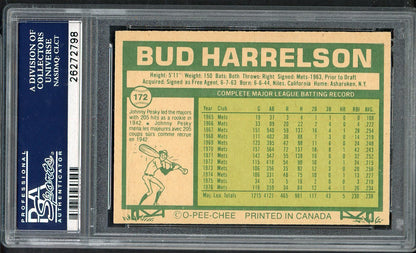 1977 O Pee Chee #172 Bud Harrelson Mets PSA 10 GEM MINT 565076