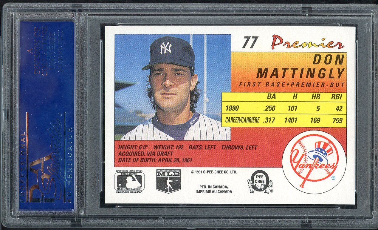 1991 O Pee Chee Premier # 77 Don Mattingly Yankees PSA 10 GEM MINT 565079